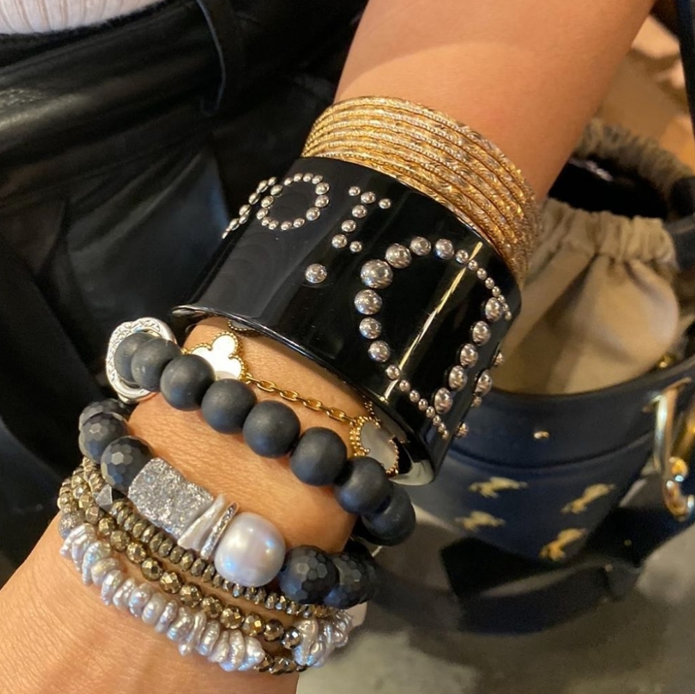 Dior studded lucite bracelet black